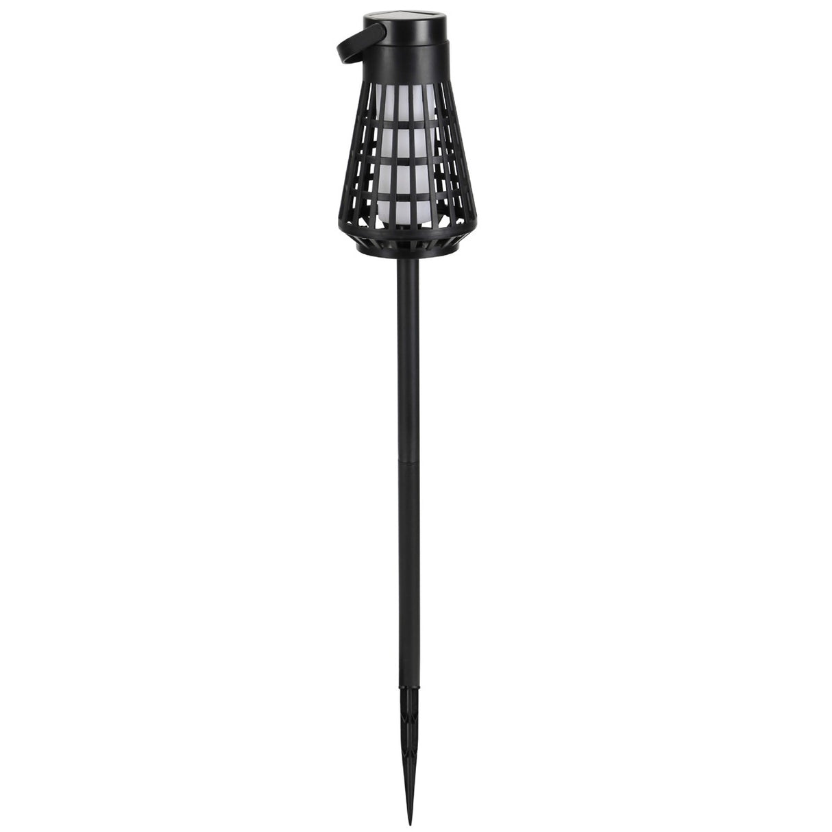 Lampa Solara pentru Gradina, Vivimall, Reincarcabila de la Soare, Model Felinar, Portabila cu Picior, Lumina Calda, 12 cm, Negru - vivimall.ro