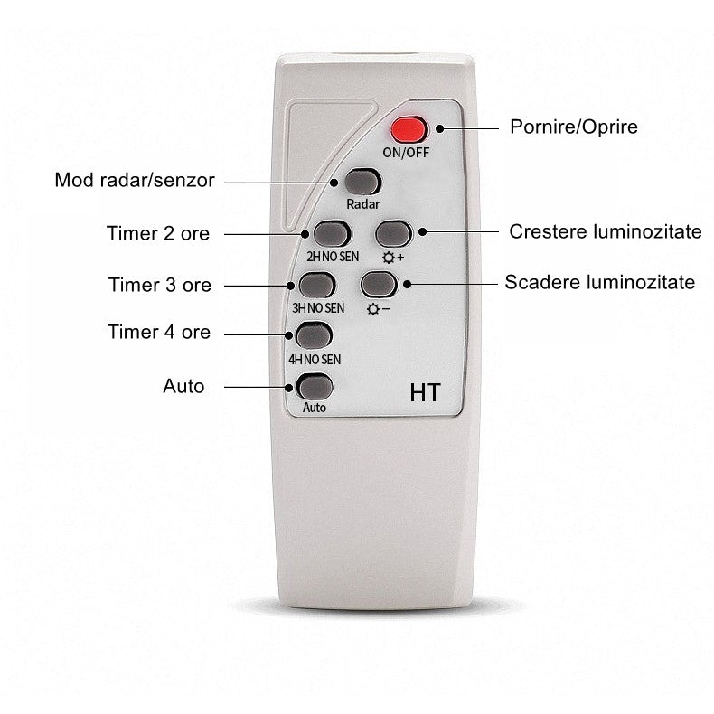 Lampa solara pentru strada sau gradina Vivimall, IP65, senzor de lumina, 100 LED-uri SMD, 3150 lm, 500W autonomie 12-16 ore, telecomanda, montare prin fixare, pentru strada sau gradina, finisaj mat, material ABS, 51.5 x 21 x 7.5, lumina alb rece, gri - vivimall.ro
