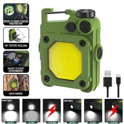 Conținut pachet lanternă mini Elvis verde: lanternă și cablu încărcare USB Type-C inclus