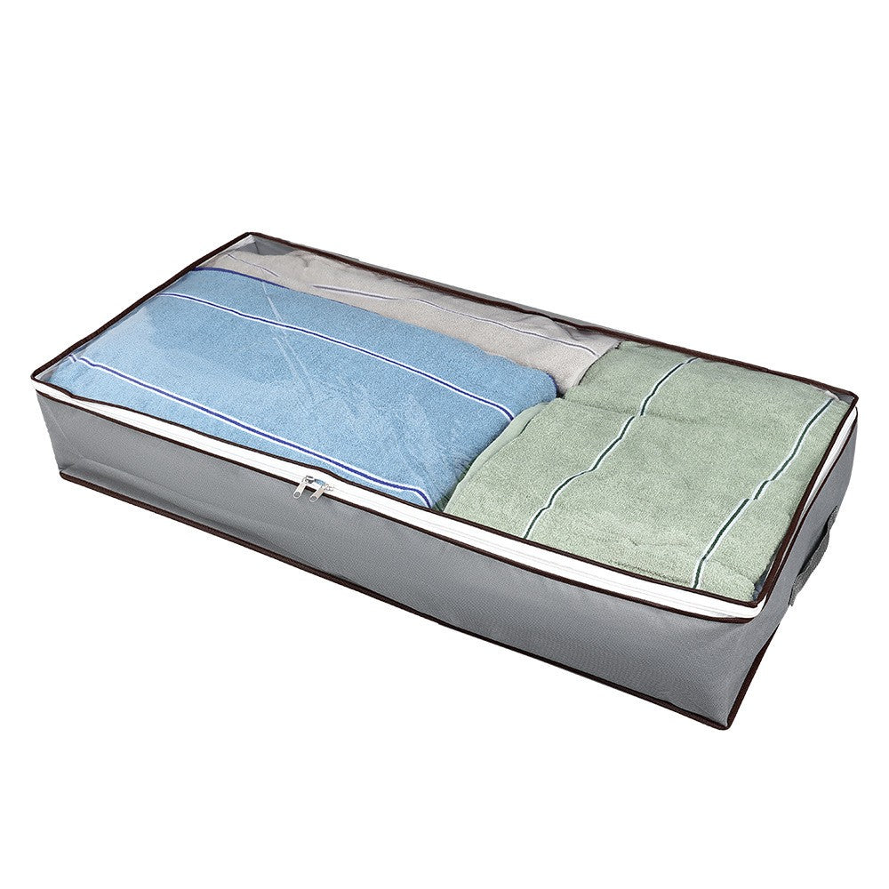 Husa de Depozitare, Vivimall, Intrebuintare Multipla, Pliabila, cu Fermoar Bidirectional si Fereastra Deasupra Transparenta, Manere Laterale, Lavabila, 100x50x15 cm, Gri - vivimall.ro