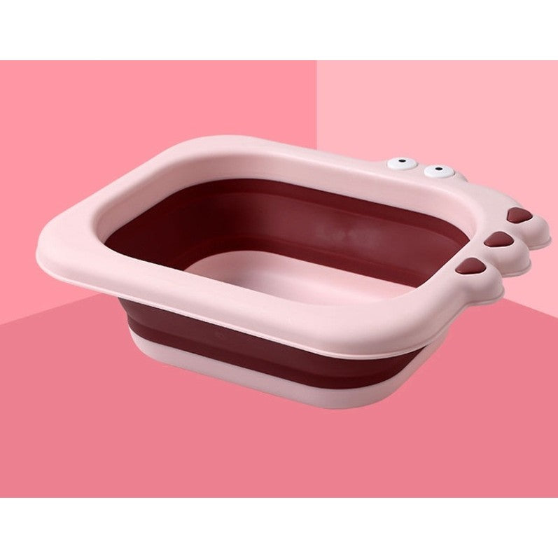 Lavoar Pliabil, Vivimall, pentru Copii, din PP/TPE, Portabil, Model Crocodil, 30x24.5x9 cm, Roz - vivimall.ro