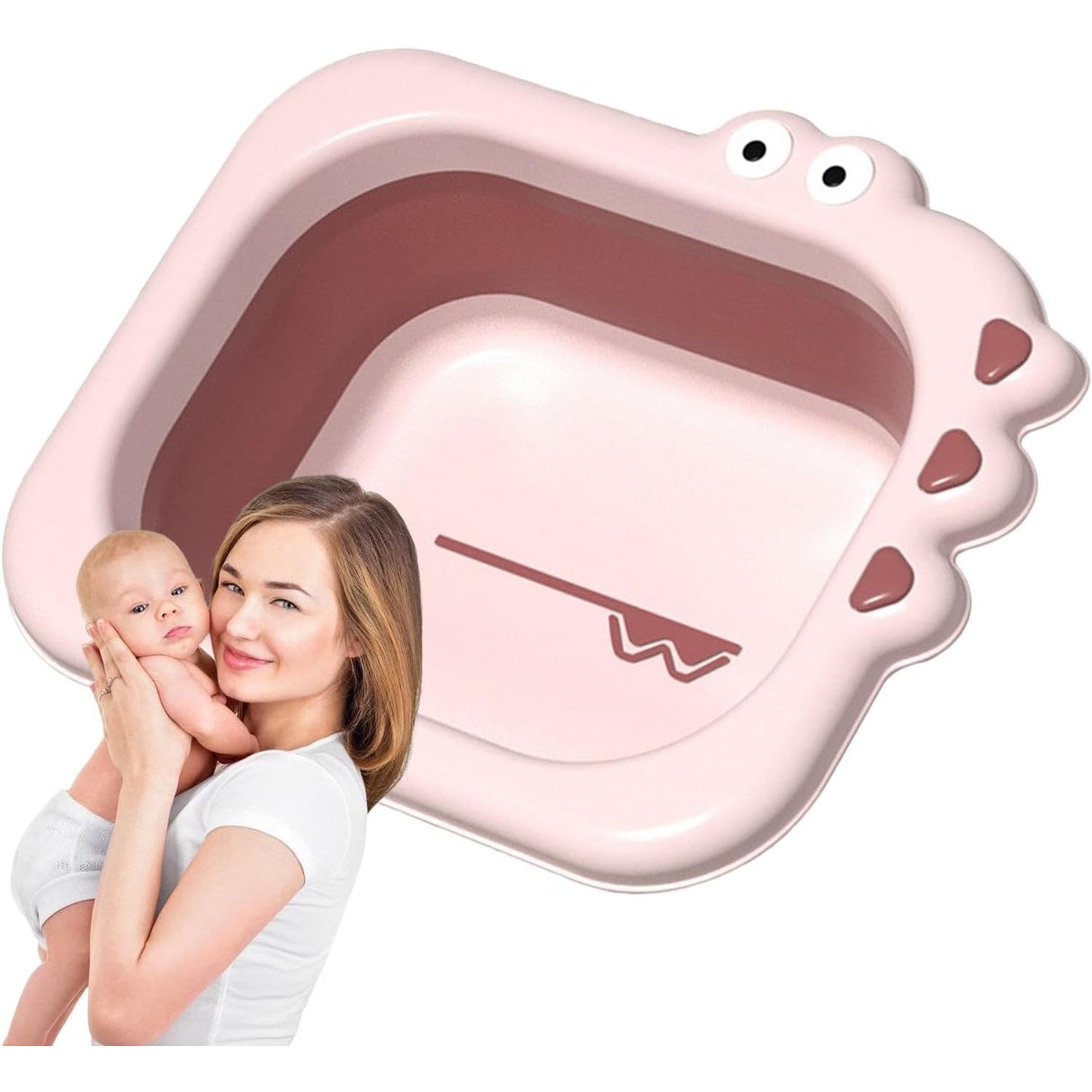 Lavoar Pliabil, Vivimall, pentru Copii, din PP/TPE, Portabil, Model Crocodil, 30x24.5x9 cm, Roz - vivimall.ro