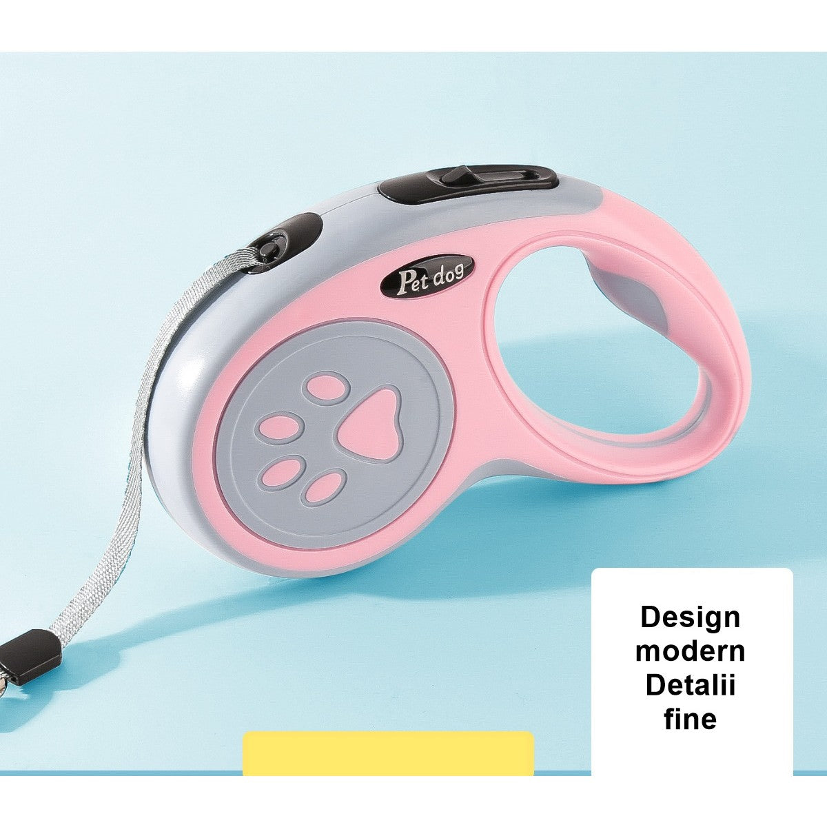 Lesa Automata Retractabila, Vivimall, pentru Caini, 3m, 20 kg, ABS/Nylon, Roz/Gri, 8x12x4 cm - vivimall.ro