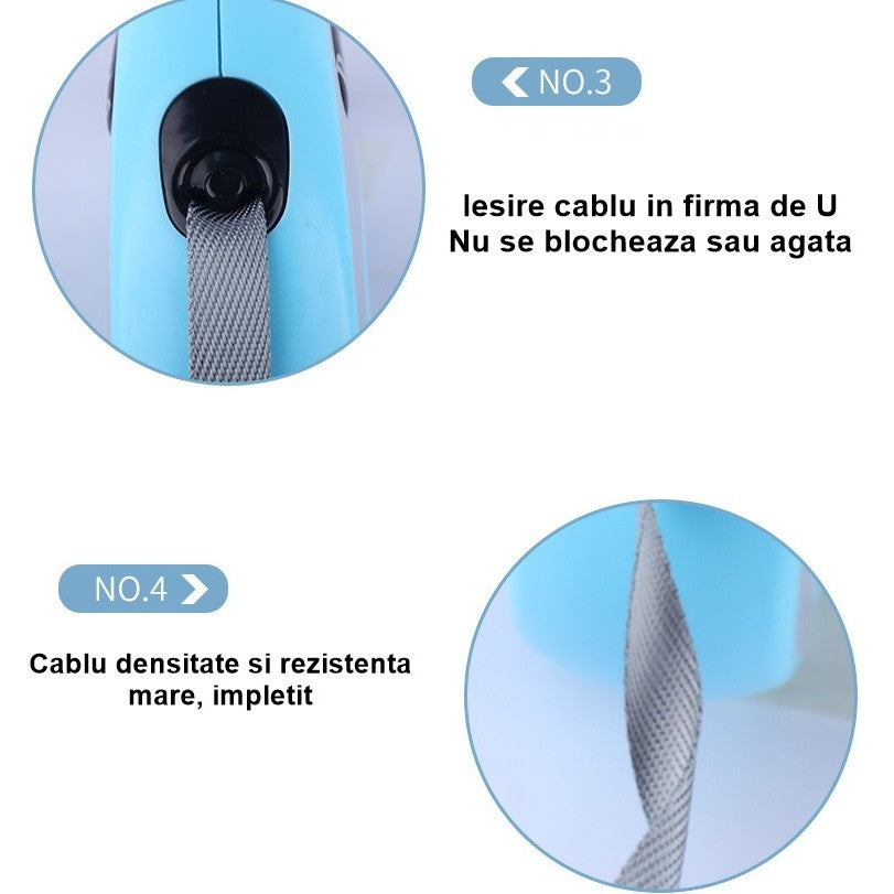 Lesa Automata Retractabila, Vivimall, pentru Caini, 5 m, 20 kg, ABS, Verde/Bleu, 8x12x4 cm - vivimall.ro