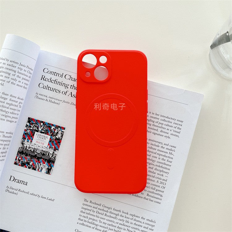 Husa protectie Flippy compatibila cu iPhone 14 Pro Max, Liquid MagSafe, ring-shaped, magnetica, Rosu - vivimall.ro