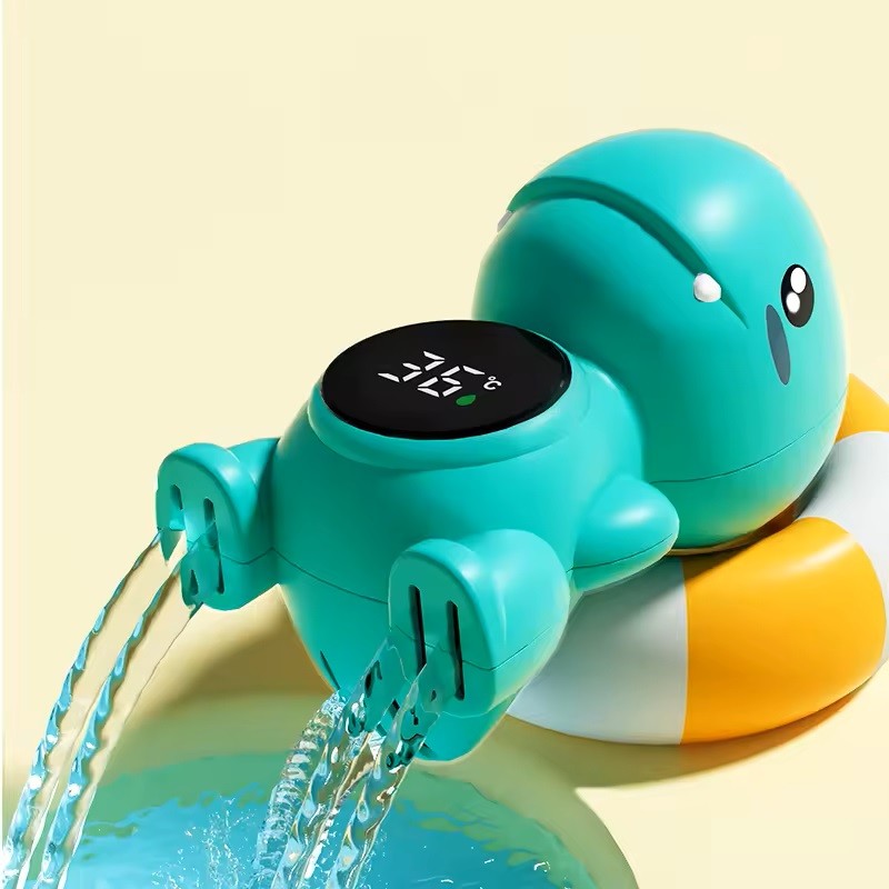 Termometru Electronic LED pentru Baie, Plutitor, Rezistent la apă, IPX7, Multifunctional, 3 Trepte de Temperatura, Model Dinozaur, 12x7cm, Verde - vivimall.ro