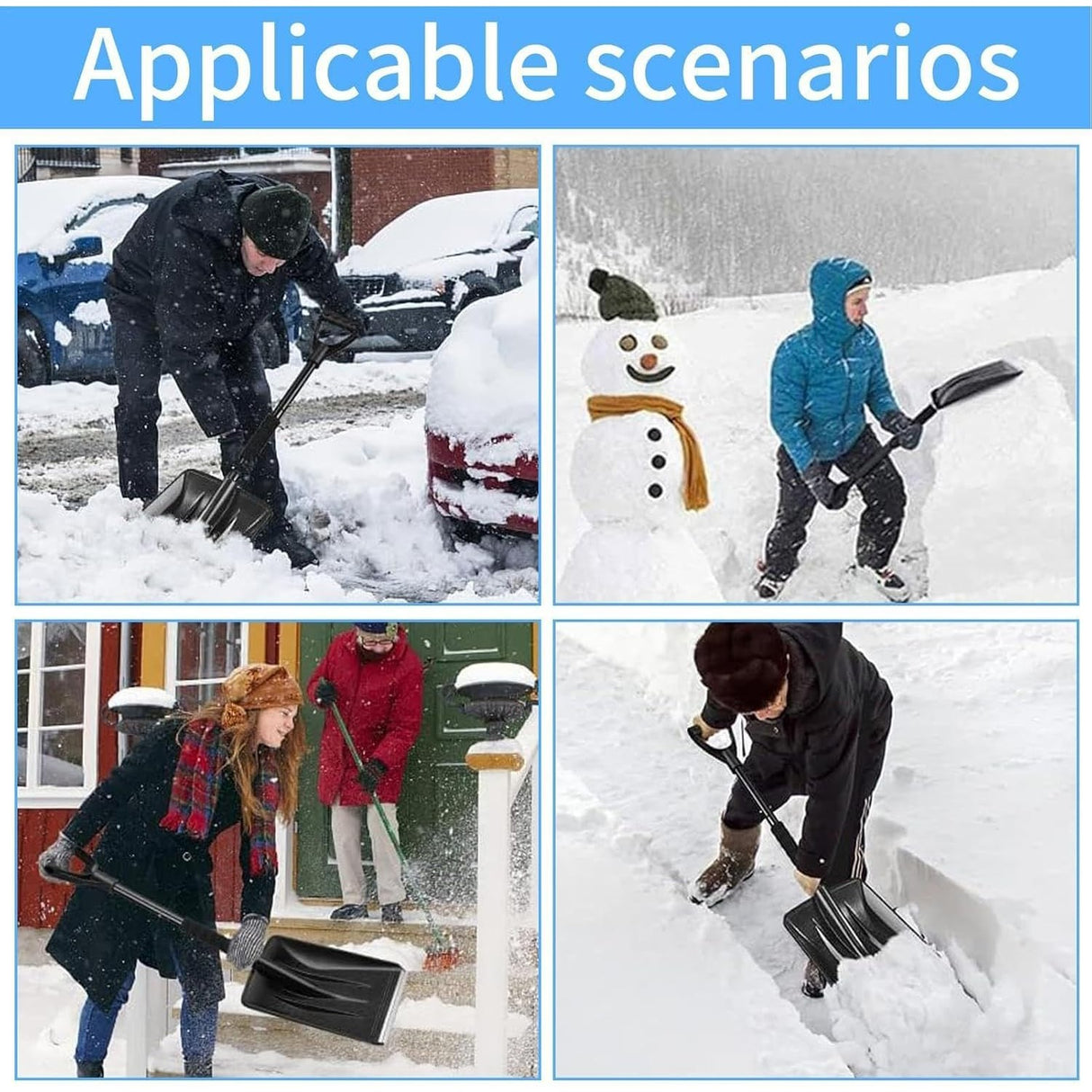 Lopata de Zapada, Vivimall, Multifunctionala, Demontabila, cu Maner Antiderapant, Aluminiu, Plastic, Solutia pentru Iarna, pentru Deszapezire, 80x11x25.7 cm, Neagra - vivimall.ro