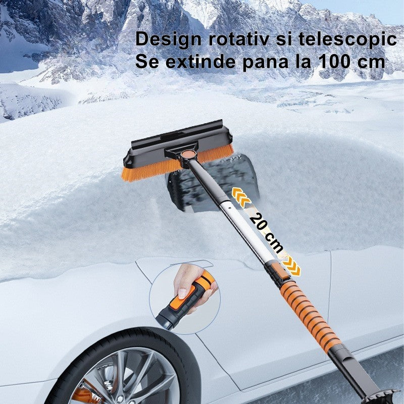 Lopata pentru zapada Vivimall, 3 in 1, Perie si Racleta, Rotativa, Telescopica, Detasabila, Material Aluminiu si ABS, 100 x 25 cm, negru - vivimall.ro