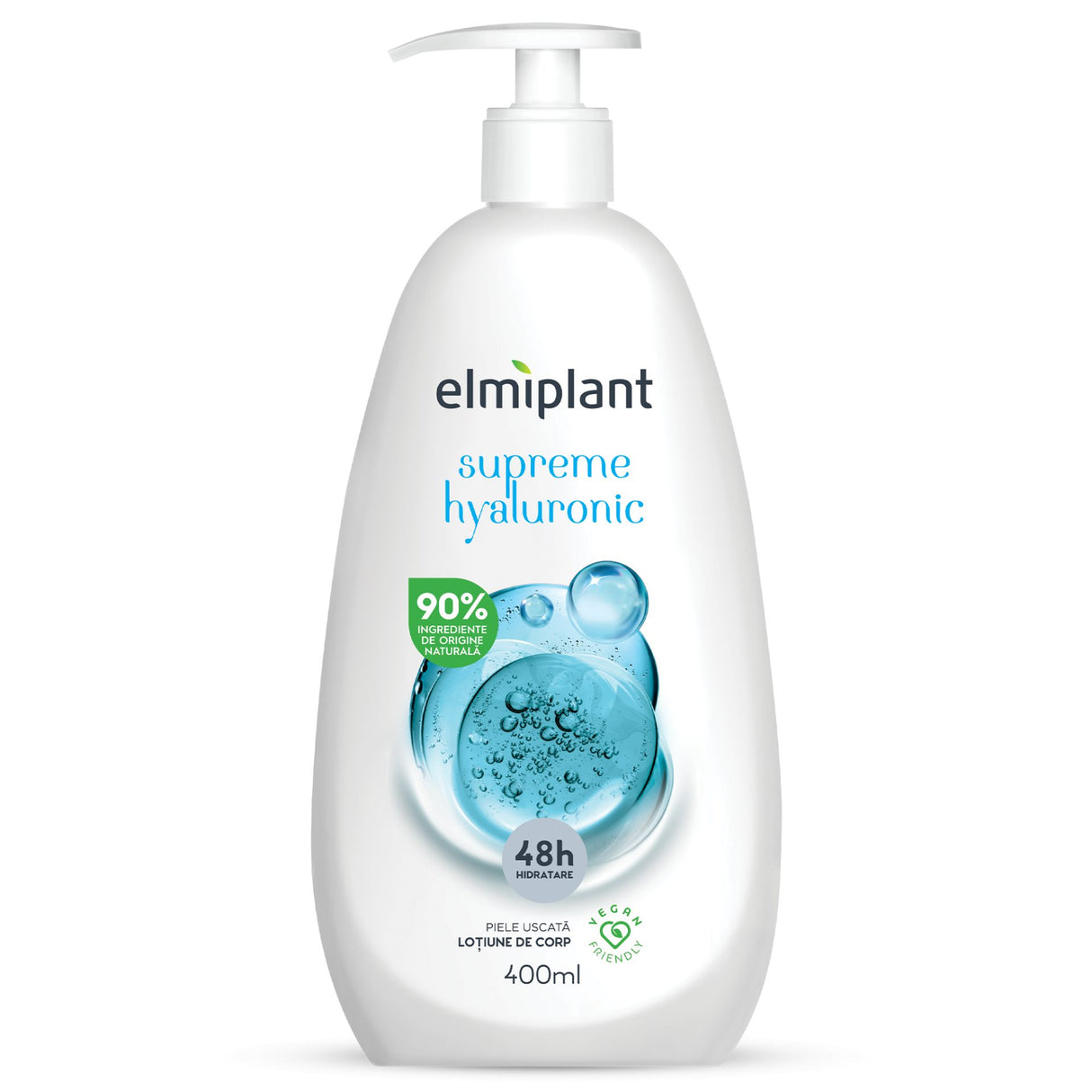 Lotiune de Corp Pentru Piele Uscata, Elmiplant, Cu Acid Hyaluronic, 400 ml - vivimall.ro