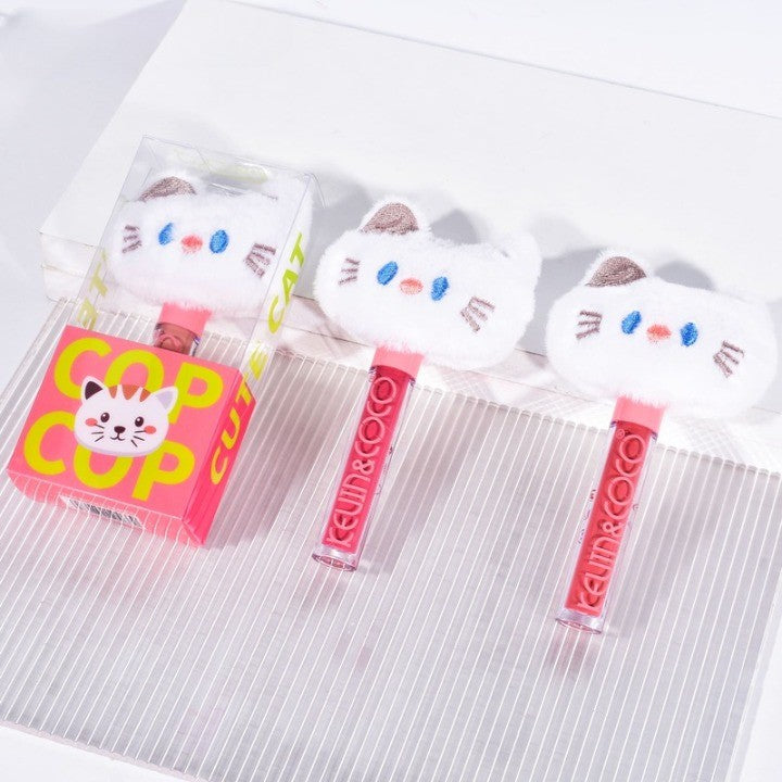 Luciu de Buze, Kevin&Coco, Animat de Plus, Model Pisica, Alb - vivimall.ro