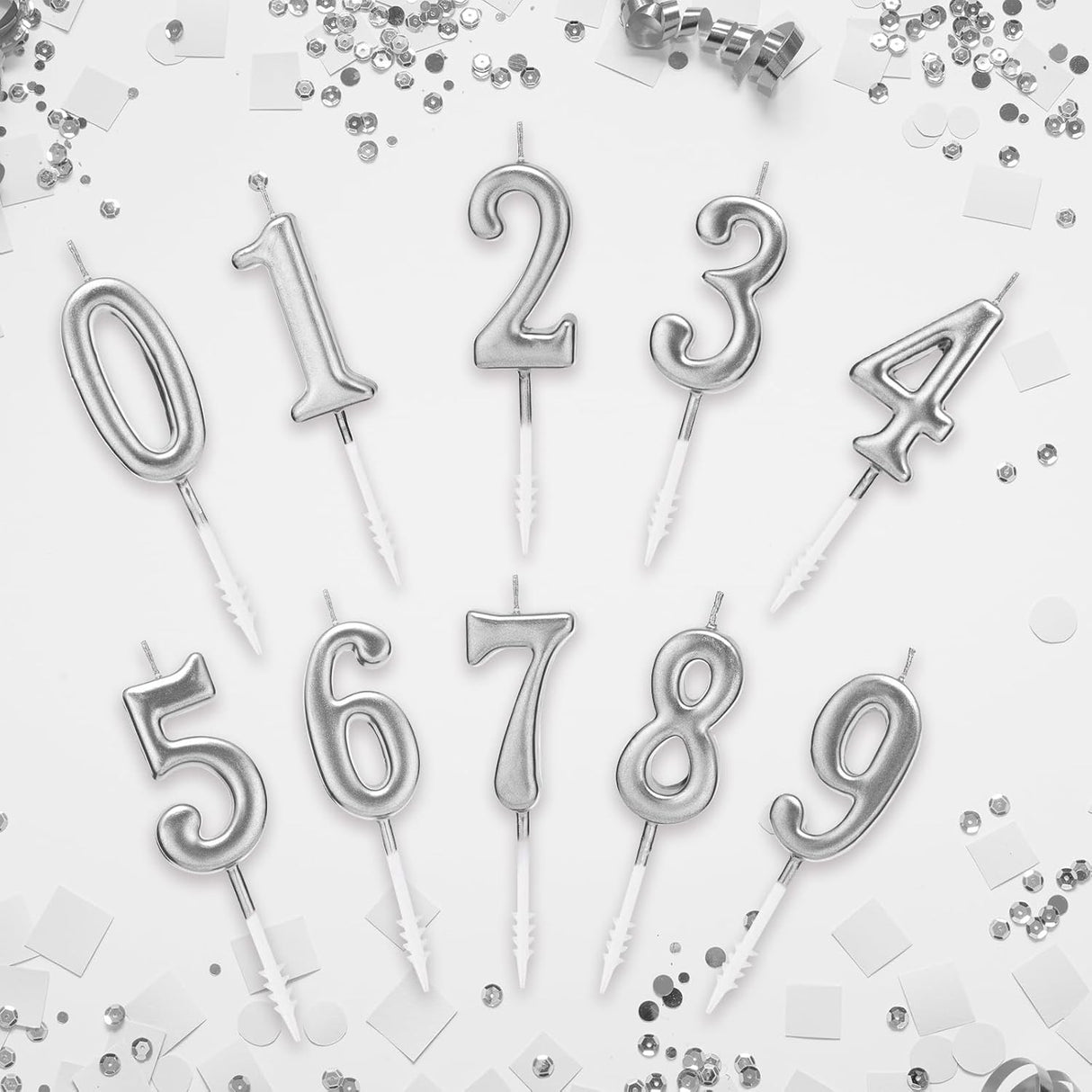 Lumanare de Tort, Vivimall, Model Cifra 5, Party, 4.5 x 2.5 cm, din Parafina, Argintiu - vivimall.ro