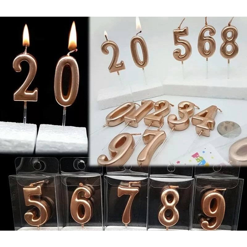 Lumanare de Tort, Vivimall, Model Cifra 9, Party, 4.5 x 2.5 cm, din Parafina, Rose Gold - vivimall.ro