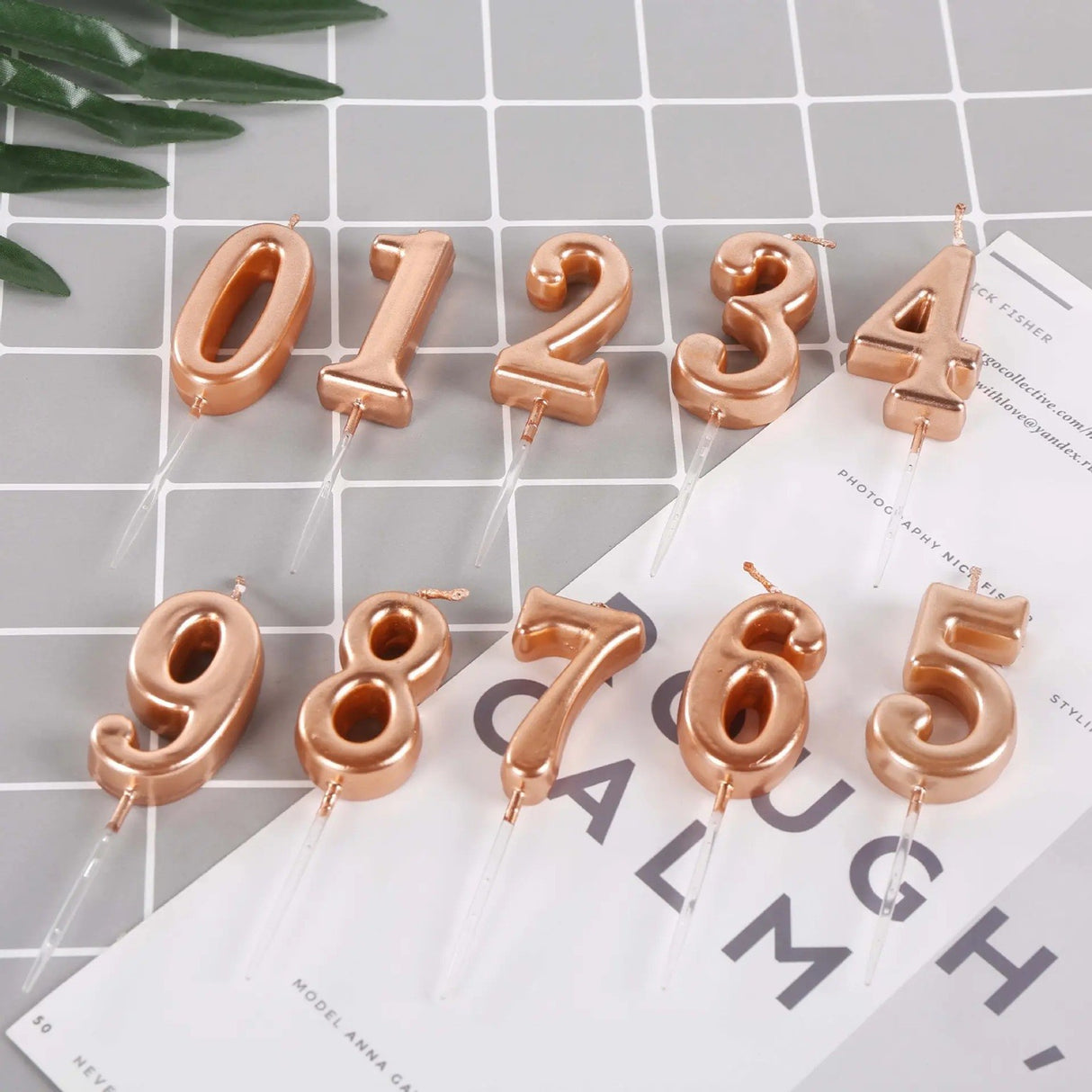 Lumanare de Tort, Vivimall, Model Cifra 9, Party, 4.5 x 2.5 cm, din Parafina, Rose Gold - vivimall.ro