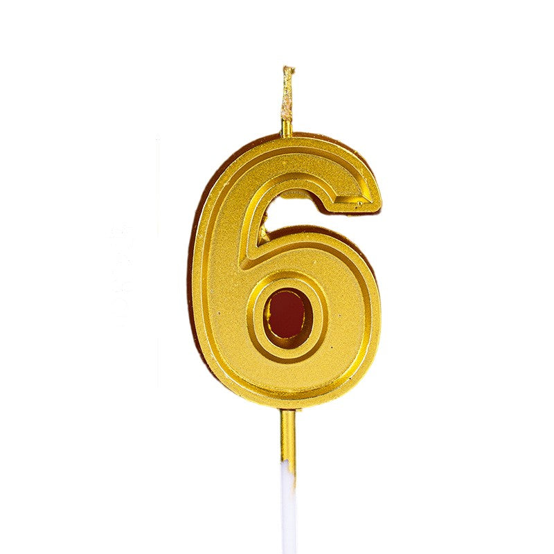 Lumanare pentru Tort Cifra 6, Vivimall, 4.8 cm, Aniversare, Aurie - vivimall.ro