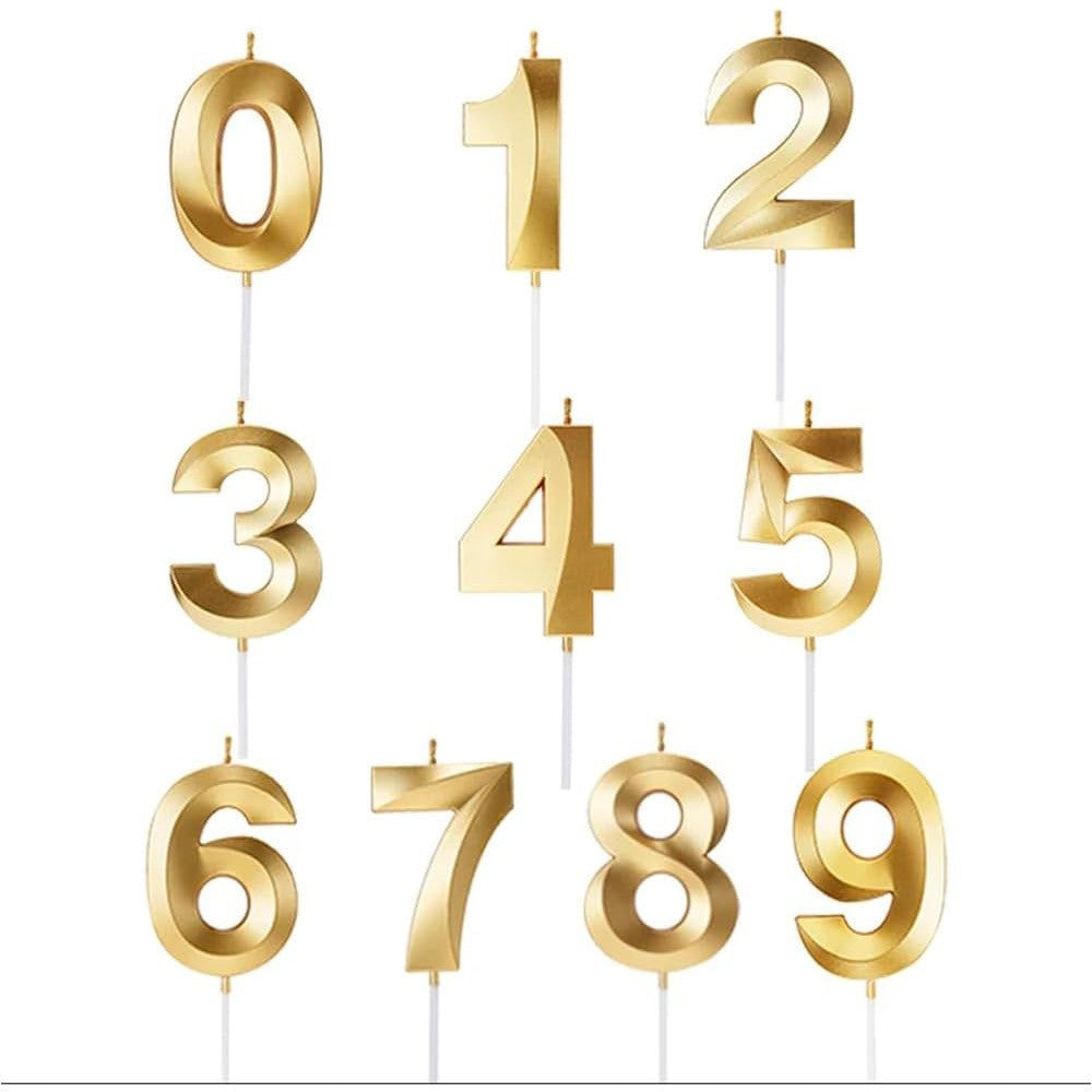 Lumanare Cifra 2, Flippy, Model Diamond, 5 x 3.4 cm, Auriu - vivimall.ro