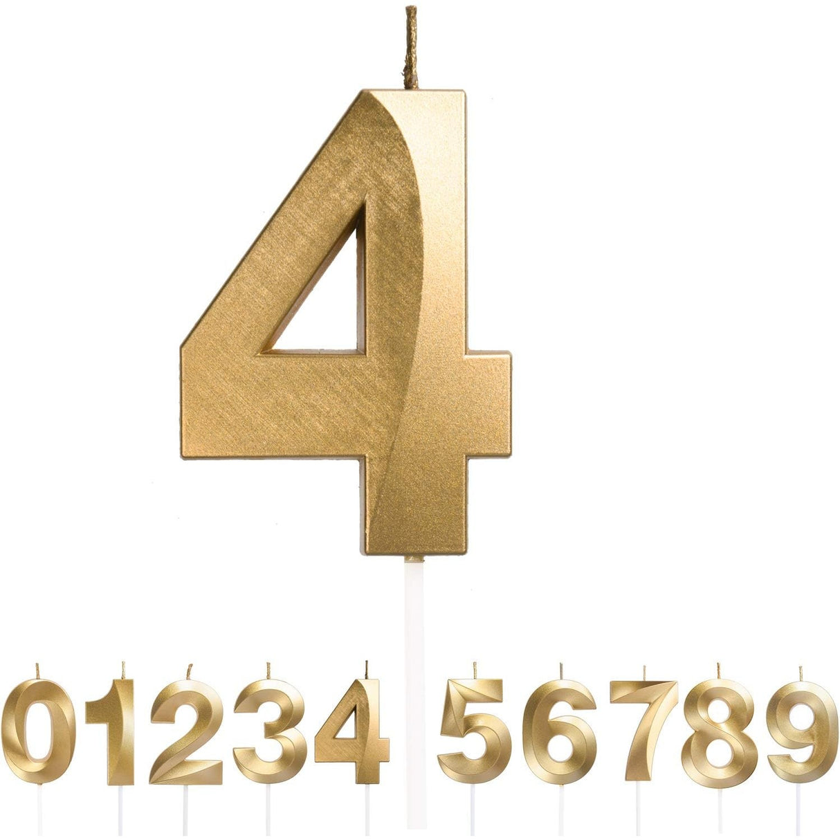 Lumanare Cifra 4, Flippy, Model Diamond, 5 x 3.4 cm, Auriu - vivimall.ro