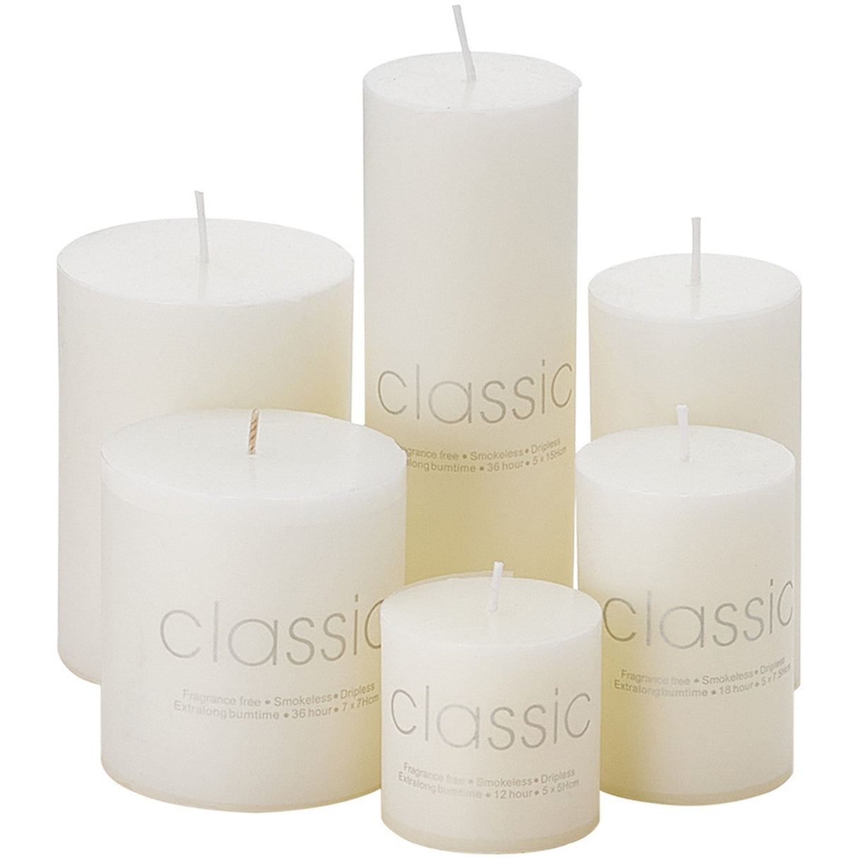 Lumanare Decorativa, Vivimall, din Parafina, Cilindrica, Fara Fum si Fara Parfum, 7 x 10 cm, 300 g, Ardere 48h, Ivory Alb - vivimall.ro