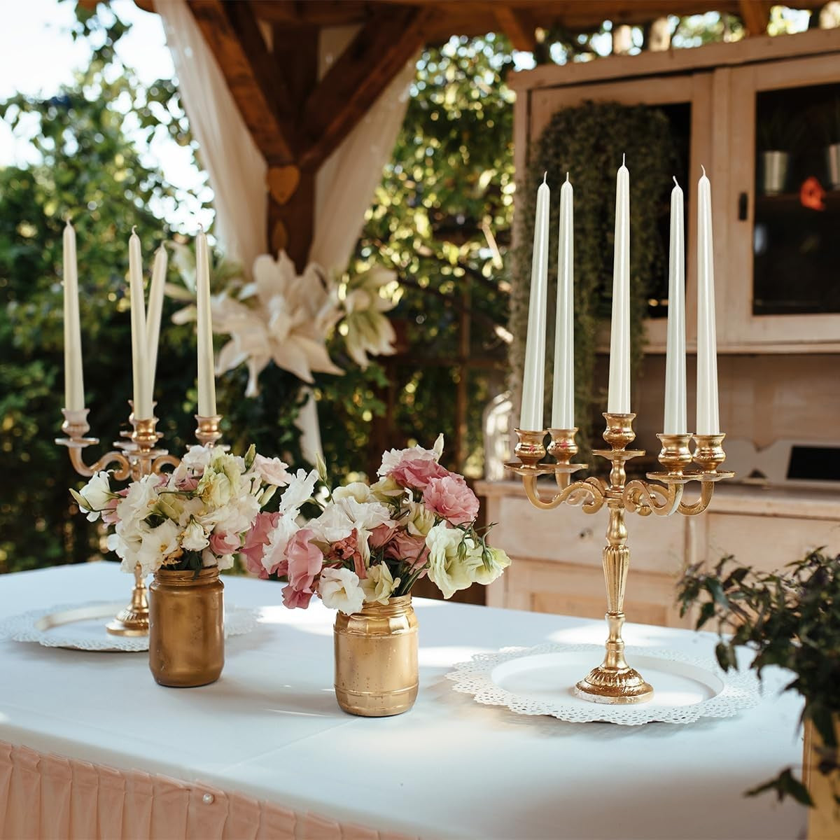 Lumanare Decorativa, Vivimall, pentru Masa, 25 cm, din Parafina, fara Fum, Ardere 7.5h, Alb - vivimall.ro