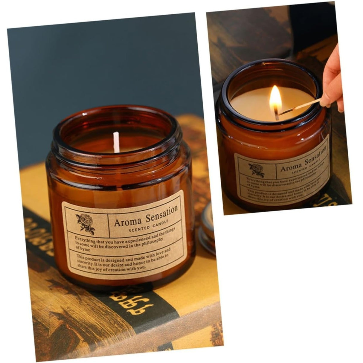 Lumanare Parfumata, Vivimall, Model Borcan Maro, Aroma de Lavanda, din Ceara Vegetala, 6 x 6.5 x 6.5 cm, Maro - vivimall.ro