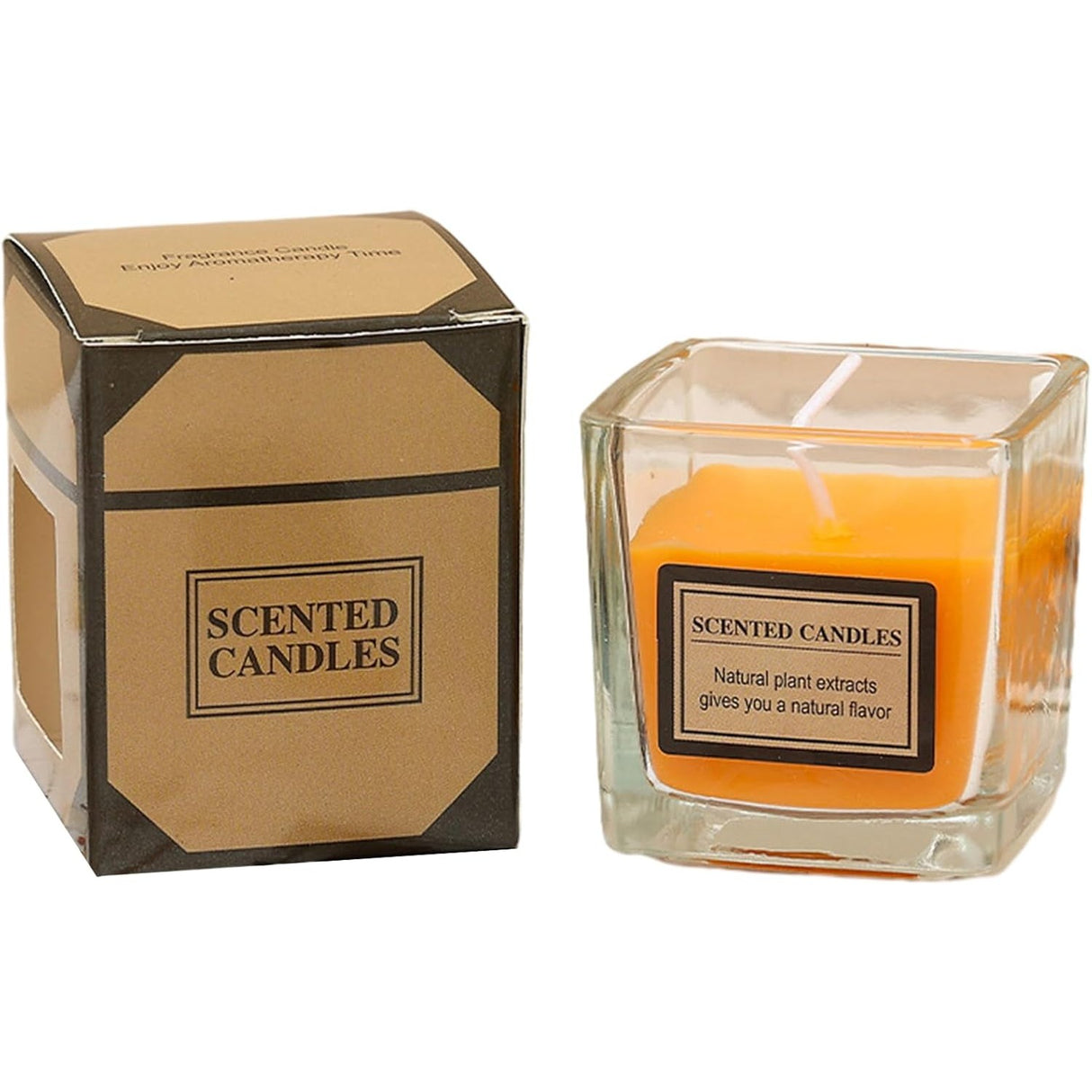 Lumanare Parfumata, Vivimall, Model Pahar Transparent, cu Ulei Esential, 4.8 x 5.4 x 5.5 cm, Aroma de Portocala, Portocaliu - vivimall.ro