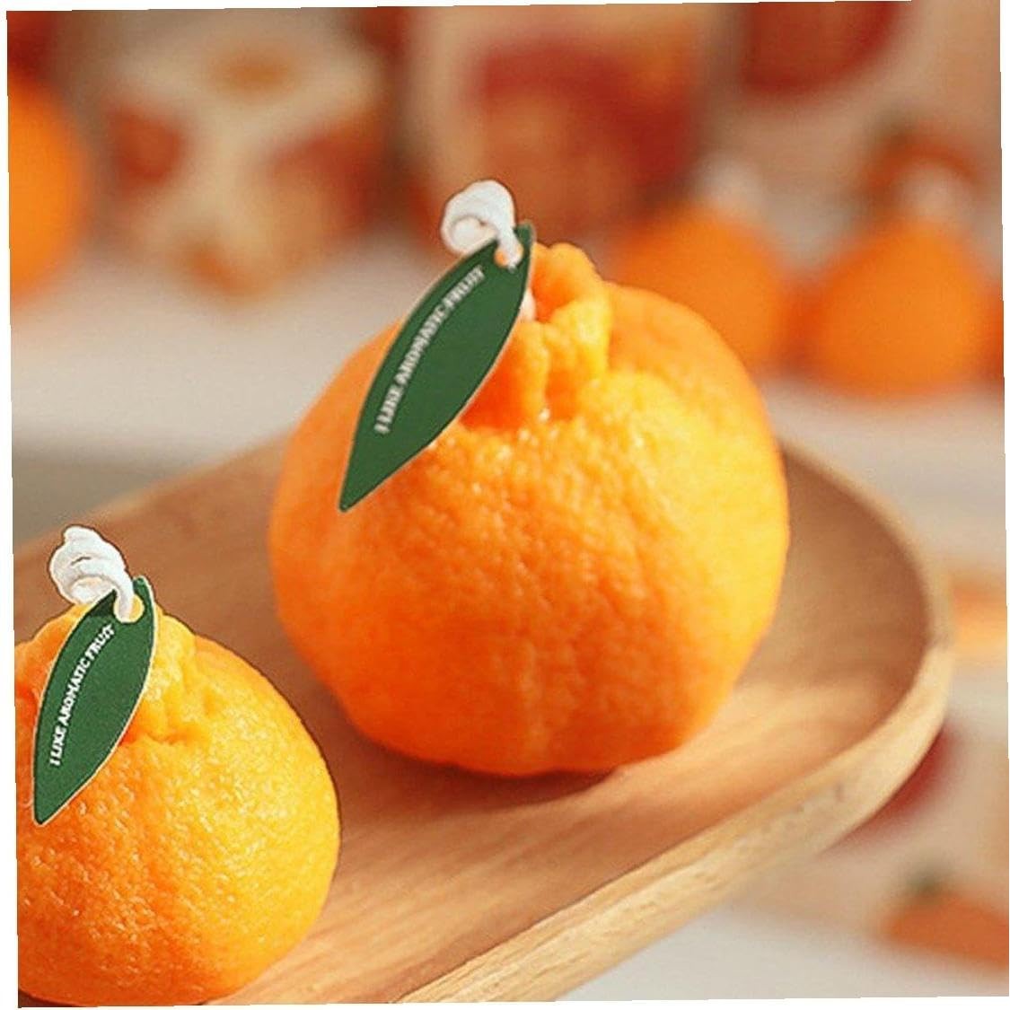 Lumanare Parfumata, Vivimall, Model Portocala Mica, Ardere 10h, 50 g, 5 x 5 cm, Parfum de Portocala, Portocaliu - vivimall.ro