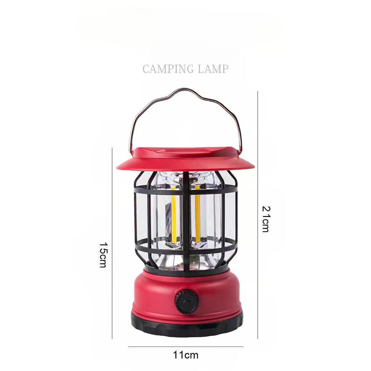 Lampa portabila camping, Felinar Vintage, ABS, Iluminare 30 COB LED, Intensitate reglabila, Acumulator inclus, Incarcare Solara si USB, 5W, Vivimall, Rosu - vivimall.ro