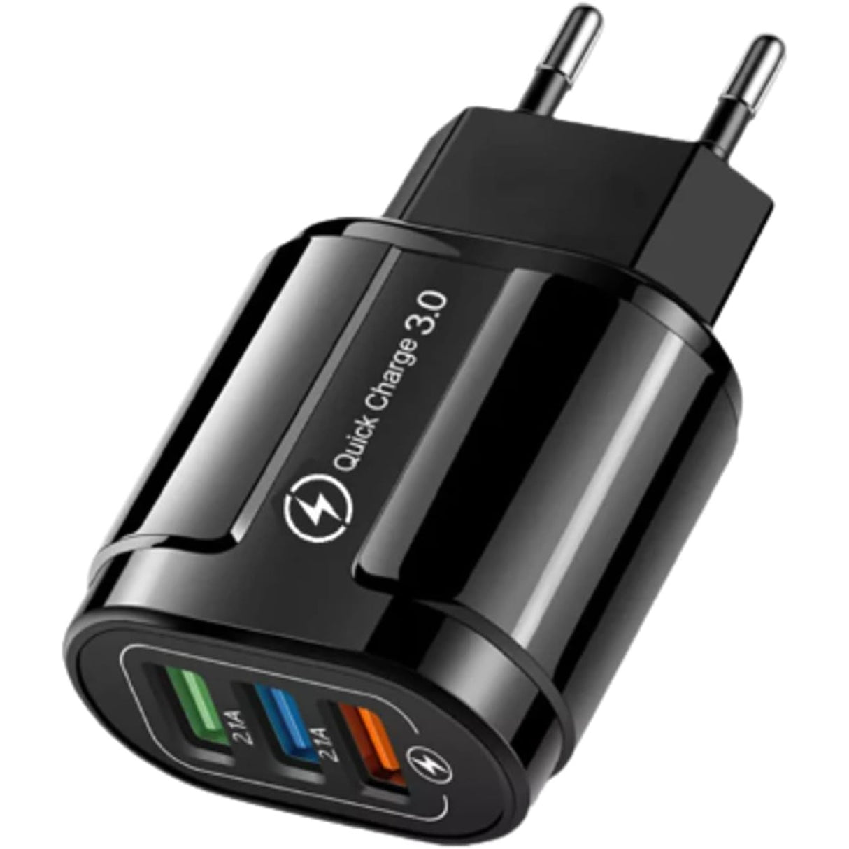 Incarcator Rapid QC3.0, Vivimall, 3 Porturi USB, 2.1A, 18W, din ABS, Protectie Supraincalzire, Gama Macarons, Negru - vivimall.ro