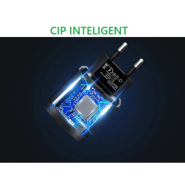 Incarcator Rapid QC3.0, Vivimall, 3 Porturi USB, 2.1A, 18W, din ABS, Protectie Supraincalzire, Gama Macarons, Negru - vivimall.ro