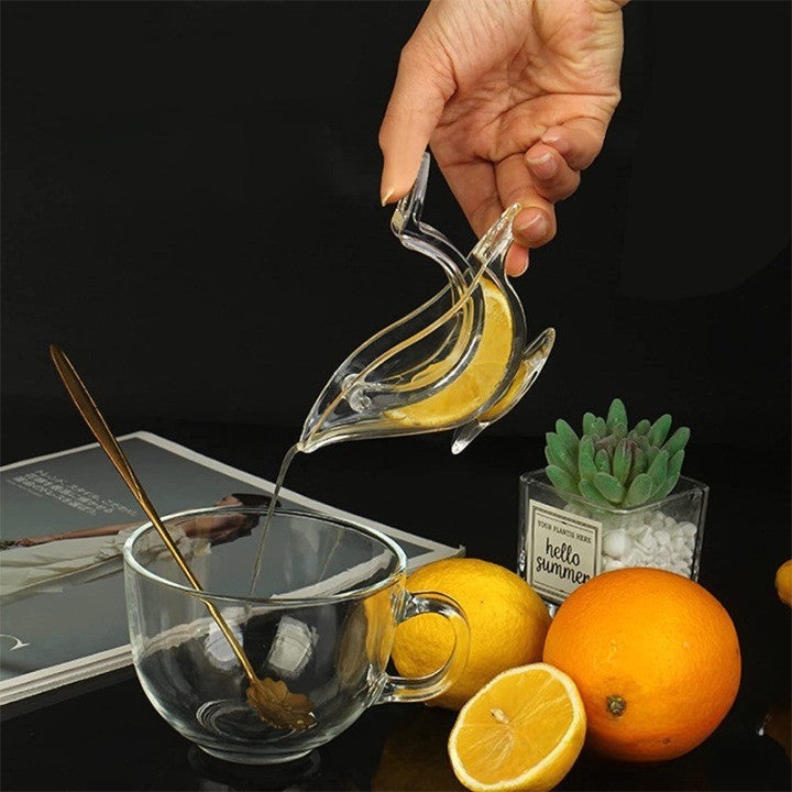 Storcator de Citrice Manual, Vivimall, Rezistente, Usor de Folosit si Depozitat, Durabil, Calitativ, 12x5cm, Model Pasare, Transparent - vivimall.ro
