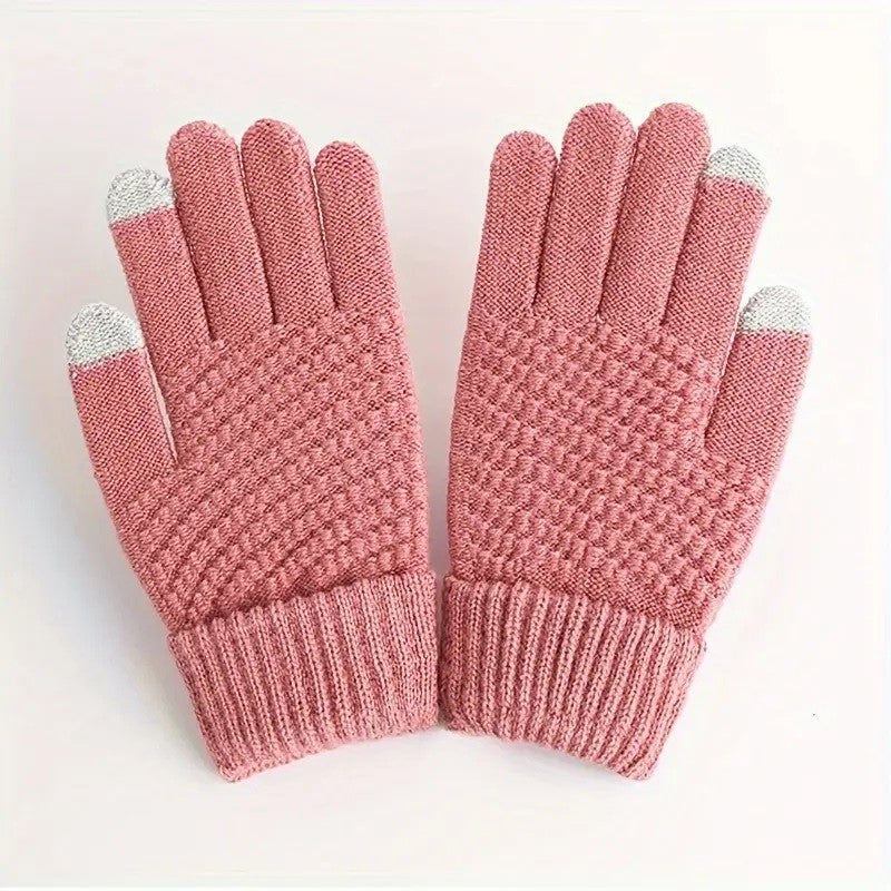 Manusi de Dama, Flippy, Functie Touchscreen (ecran tactil), Material Acril Tricotat, Manseta Elastica, Interior Catifelat, Marime Universala, Roz - vivimall.ro