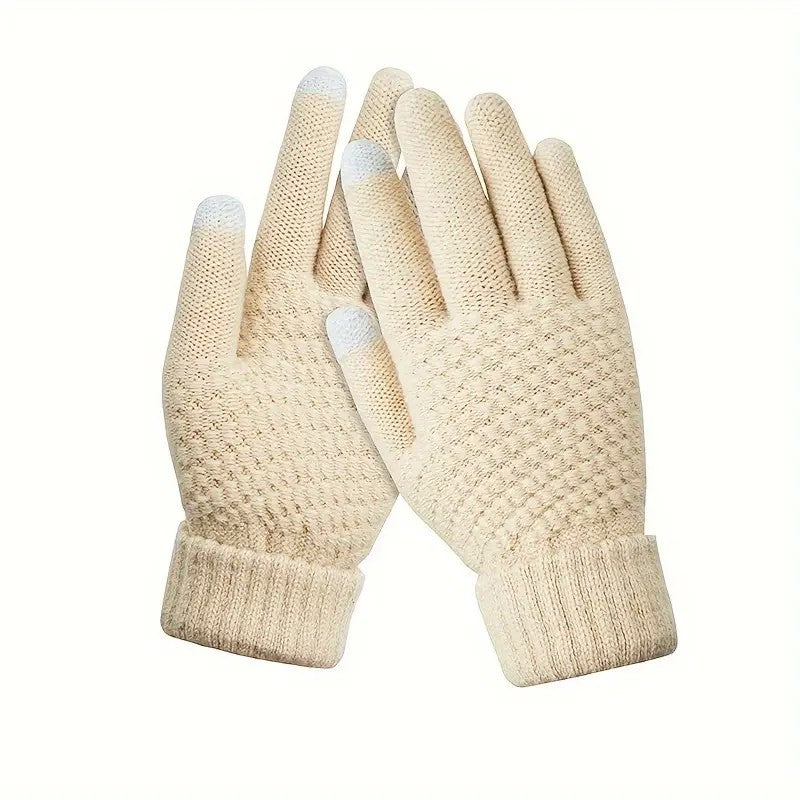 Manusi de Dama, Flippy, Functie Touchscreen (ecran tactil), Material Acril Tricotat, Manseta Elastica, Interior Catifelat, Marime Universala, Bej - vivimall.ro