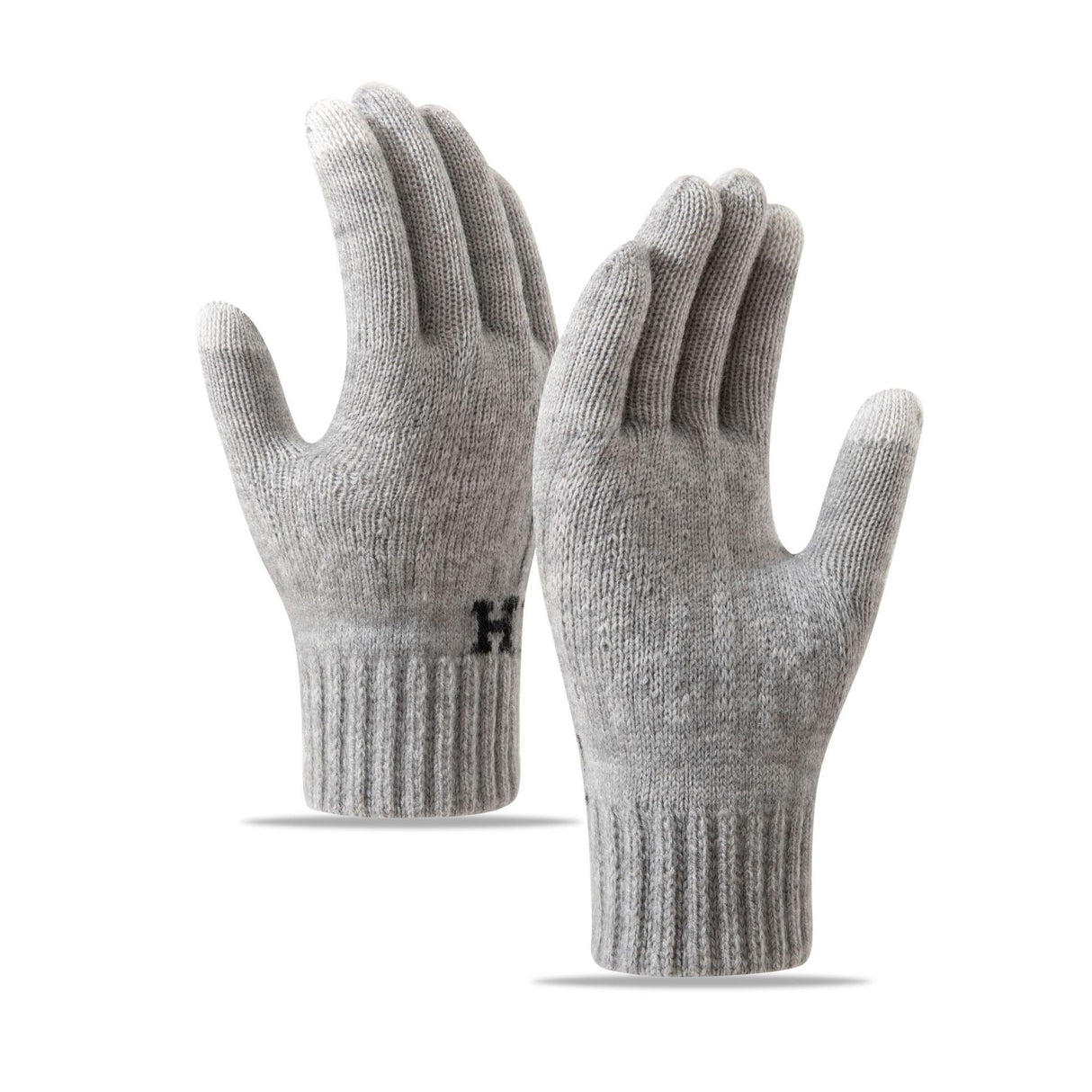 Manusi de Barbat, Vivimall, Model H, Functie Touchscreen (ecran tactil), Material Acril Tricotat, Manseta Elastica, Interior Catifelat, Marime Universala, Gri Deschis - vivimall.ro