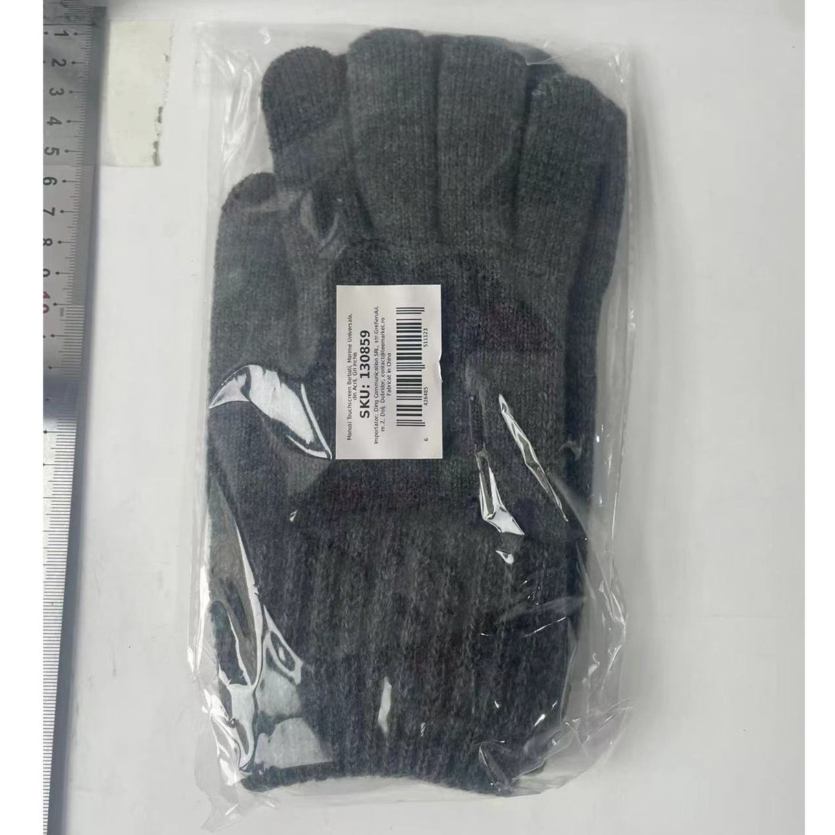 Manusi de Barbat, Vivimall, Model H, Functie Touchscreen (ecran tactil), Material Acril Tricotat, Manseta Elastica, Interior Catifelat, Marime Universala, Gri Inchis - vivimall.ro