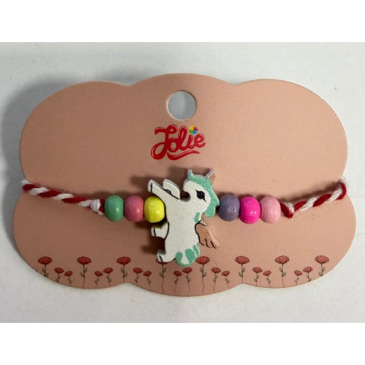 Martisor Bratara Multicolora pentru Copii, din Lemn si Textil, Model 16 - vivimall.ro