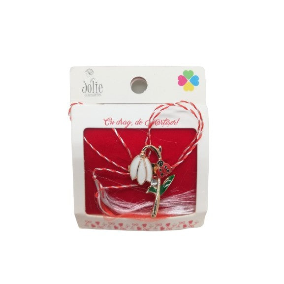 Martisor Brosa Ghiocel cu Buburuza Model B-8 5.5cm x 7cm - vivimall.ro