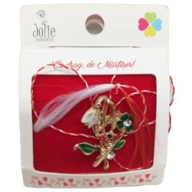 Martisor Brosa Ghiocel cu Buburuza si Trifoi Model B-2 5.5cm x 7cm - vivimall.ro