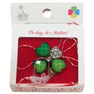 Martisor Brosa Trifoi cu Pietre Model B-4 5.5cm x 7cm - vivimall.ro