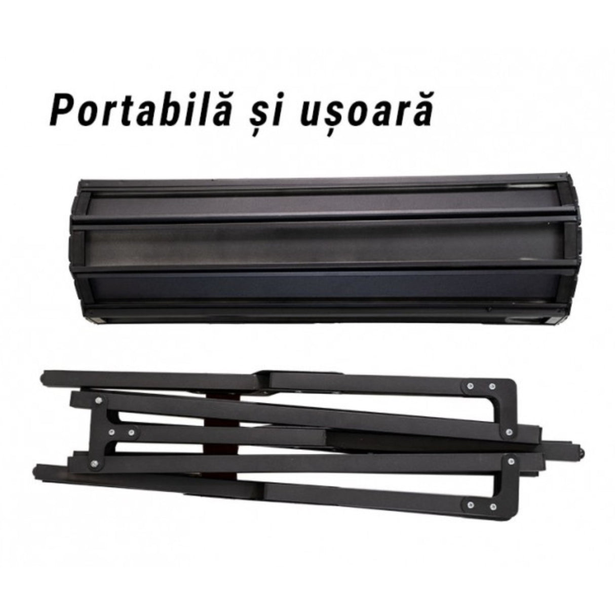 Masa camping, Aluminiu, Pliabila, Vivimall, 120x60x43cm, Negru - vivimall.ro