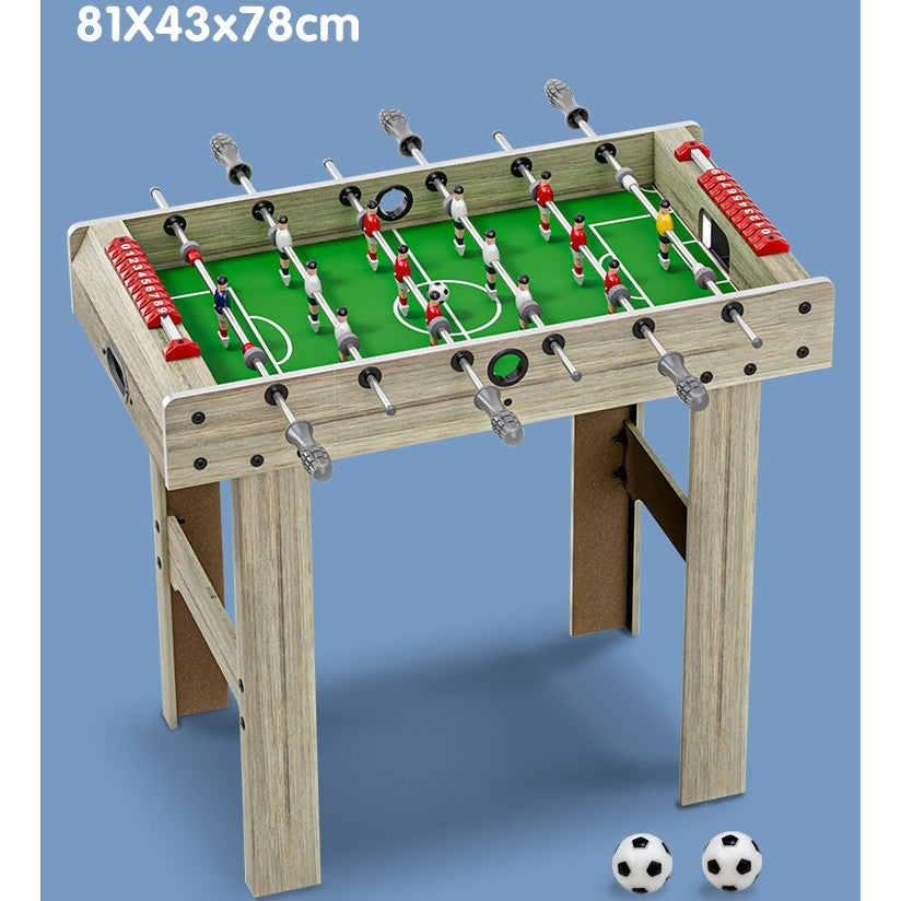 Masa de Fotbal cu Teren si 18 Jucatori Vivimall, 6 Manere, cu Tablou pentru Scor, din Metal, Lemn si ABS, 81 x 43 x 78 cm, cu Picioare, pentru copii/adulti, Gri - vivimall.ro