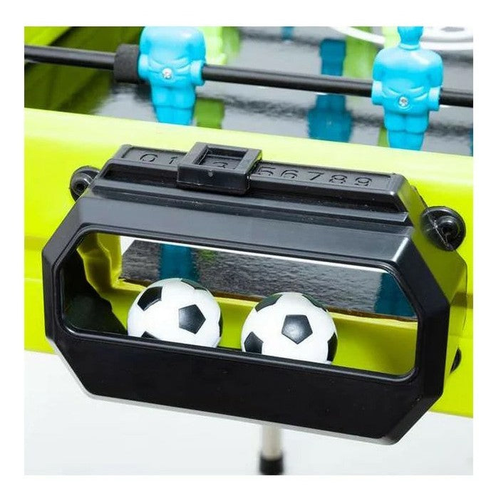 Masa de fotbal cu teren si 18 jucatori Vivimall, 6 manere, cu Tablou Scor, din Metal si ABS, 70 x 59 x 64 cm, Design Multicolor, pentru copii/adulti, verde - vivimall.ro