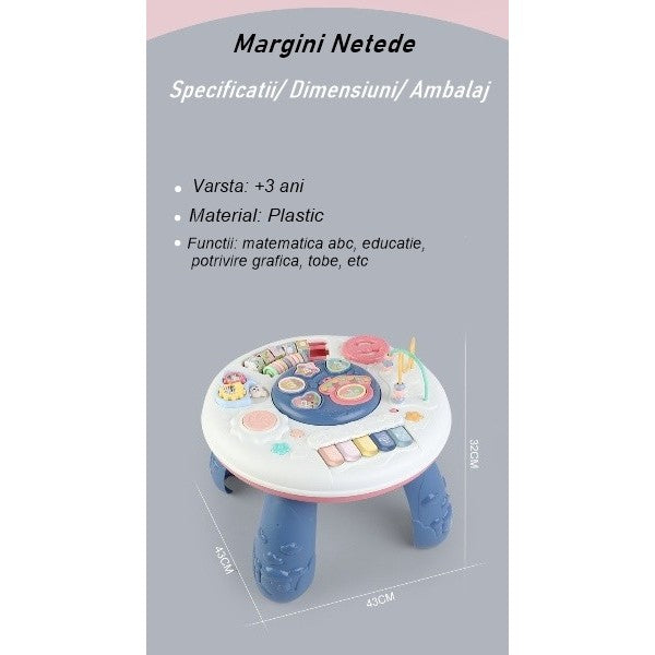 Masa educativa pentru copii cu accesorii, fara margini ascutite - vivimall.ro
