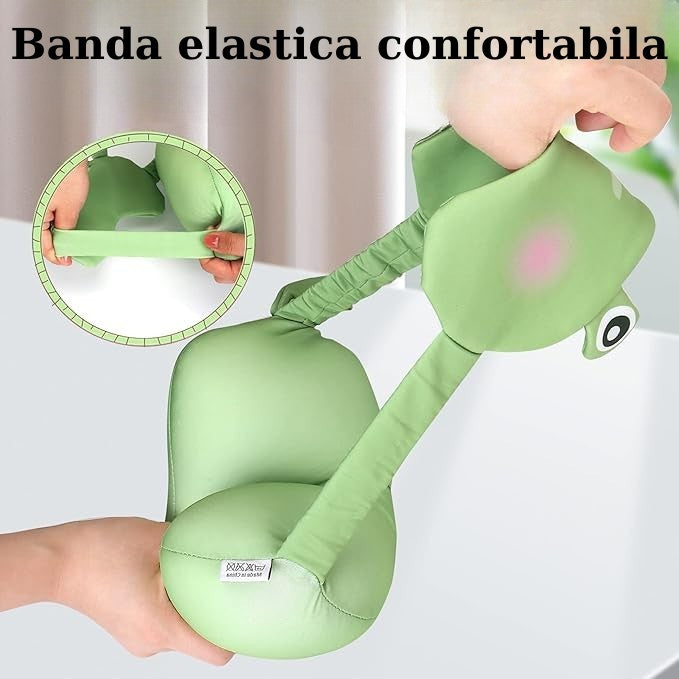 Masca de dormit, Vivimall, 2 in 1, cu Tetiera, din Particule de Spuma si Bumbac, Model Broasca ,Verde - vivimall.ro