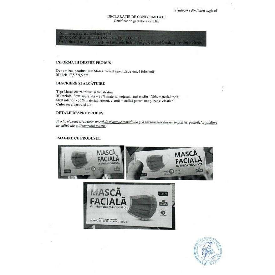 Masca faciala Vivimall 3 straturi si 3 pliuri - 1 bucata - vivimall.ro
