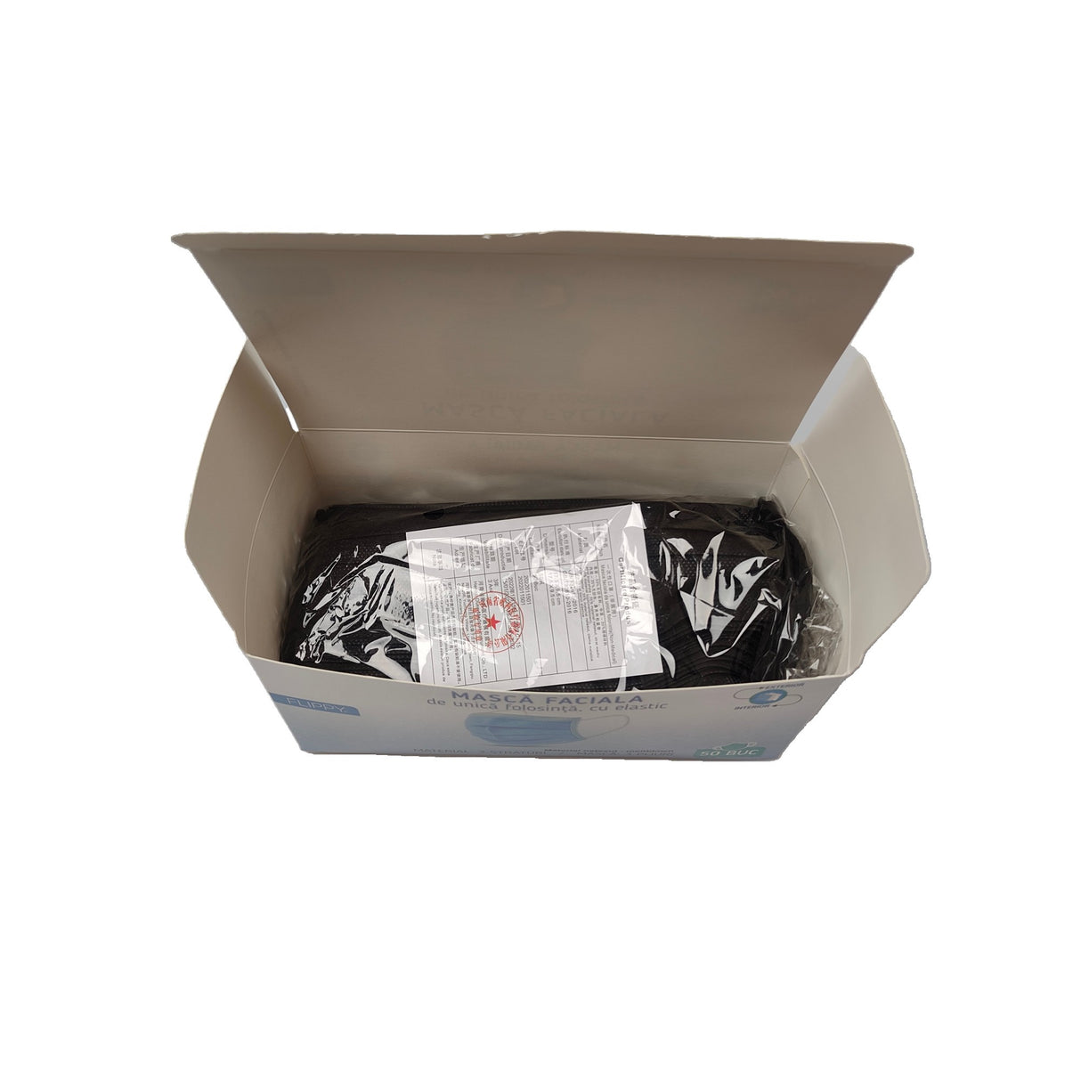 Masca faciala Vivimall, 3 straturi si 3 pliuri - 50 bucati, Negru - vivimall.ro