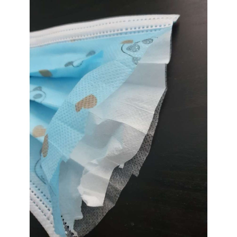 Masca faciala pentru copii, Vivimall, 3 straturi si 3 pliuri, albastra - 1 bucata - vivimall.ro