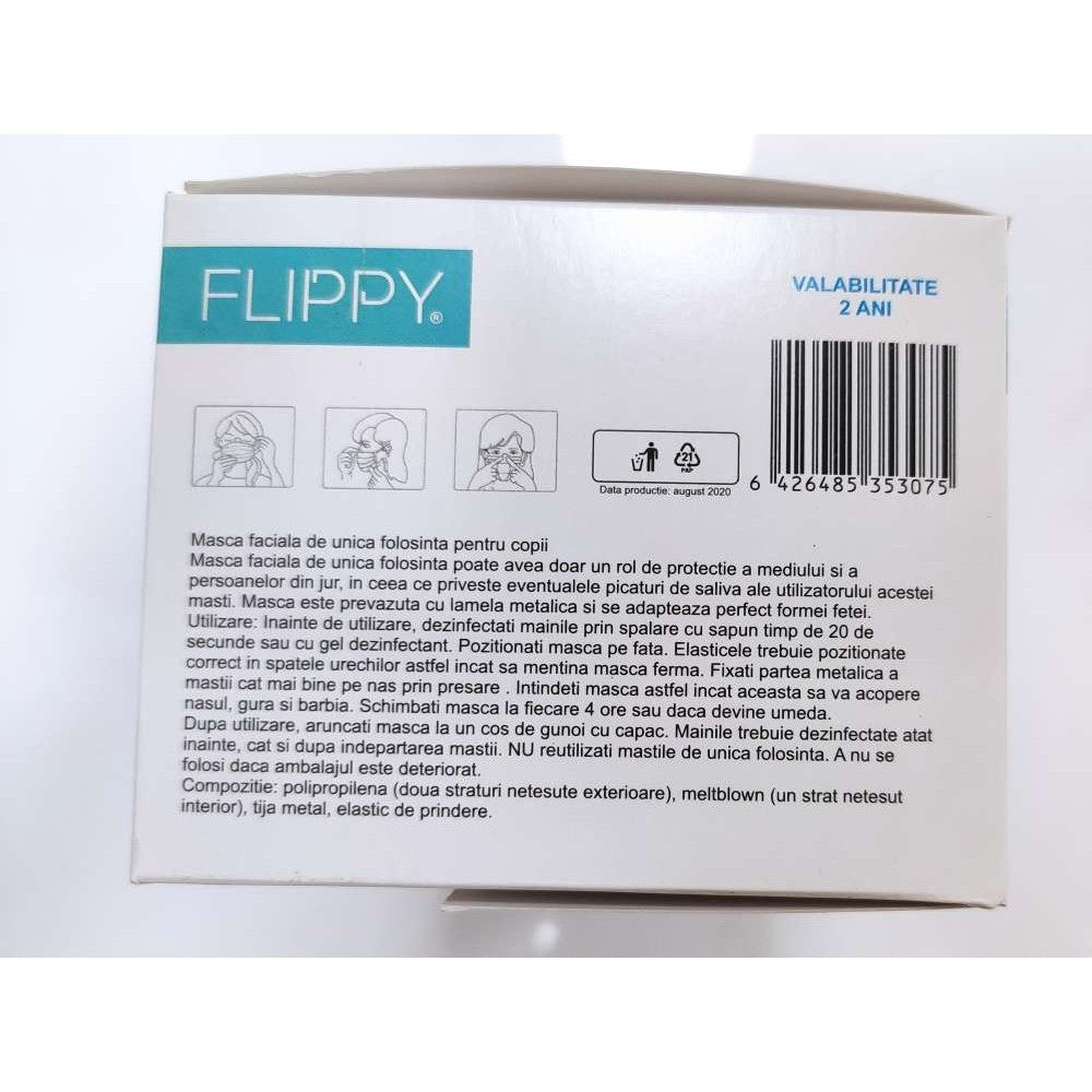 Masca faciala pentru copii, Vivimall, 3 straturi si 3 pliuri, ROZ - 50 bucati - vivimall.ro