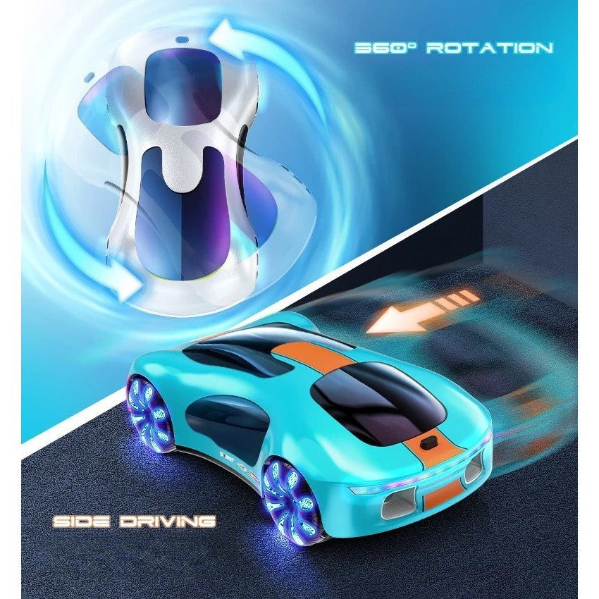 Masinuta Smart, Vivimall, cu Telecomanda si Controller prin Gesturi/Wireless, Lumini/Sunet/Abur, Reincarcabila, 24x12,4x7,1 cm, Statie de Incarcare EV, Albastru/Portocaliu - vivimall.ro