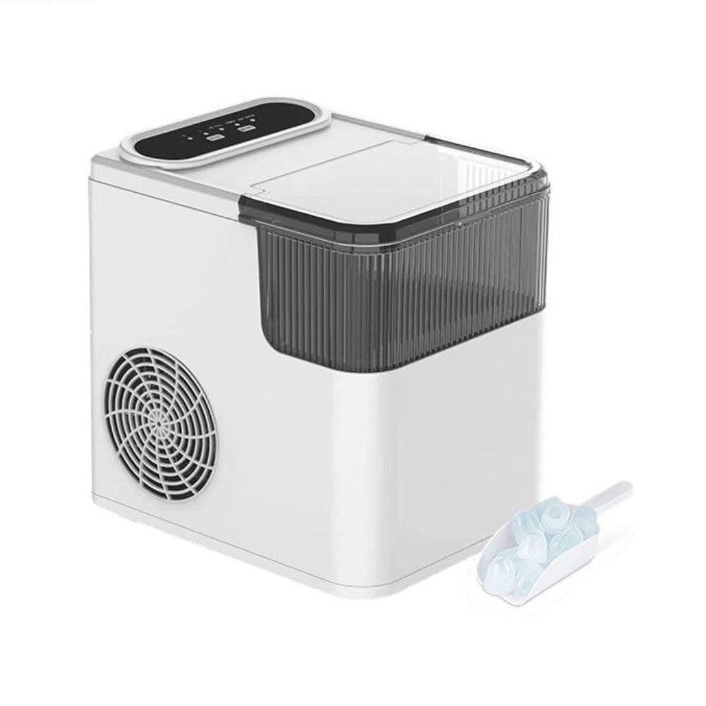 Masina de Facut Gheata, Vivimall, din ABS, 12 kg/24h, Capacitate 500 g, 2 Marimi, Portabil, 39 x 23 x 28 cm, Automata, Alb - vivimall.ro