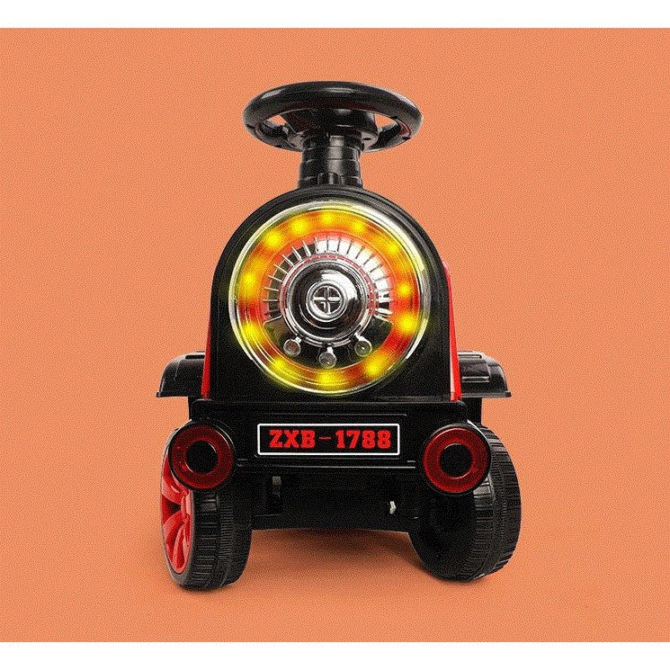 Masinuta Electrica Vivimall, Tip Trenulet cu Vagon Detasabil, Pentru 2 Persoane,cu Telecomanda, Lumini si Sunete, Locomotiva cu Vapori de Abur, 1-6 Ani, 46 x 33 x 72 cm, Rosu - vivimall.ro