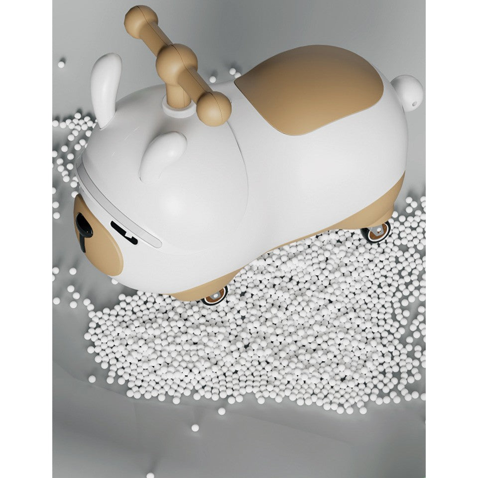 Masinuta Ride-On Vivimall, Sistem Anti-Rasturnare, Sistem de Lumini si Sunet, Bluetooth, 1-3 Ani, Model Catel, 43 x 33 x 26 cm, Alb - Maro - vivimall.ro